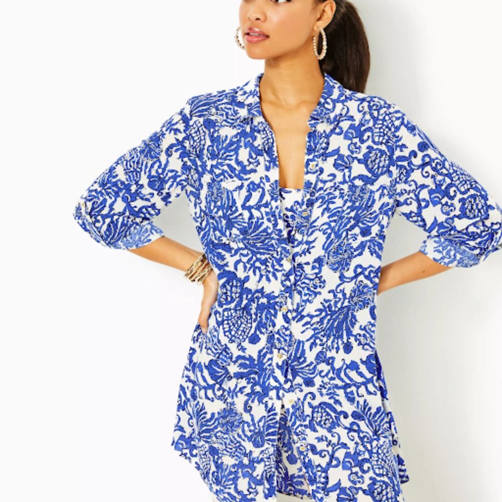 NWT Lilly Pulitzer XL Natalie Shirtdress Cover-Up
